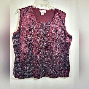 Graver Studio maroon with shiny gray diamonds tank women's XL  #1692